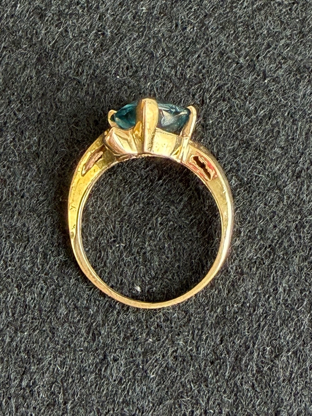 Vintage 10K Yellow Gold Blue Heart Ring Size 5-5.5 MS Jewelers - Picture 7 of 9